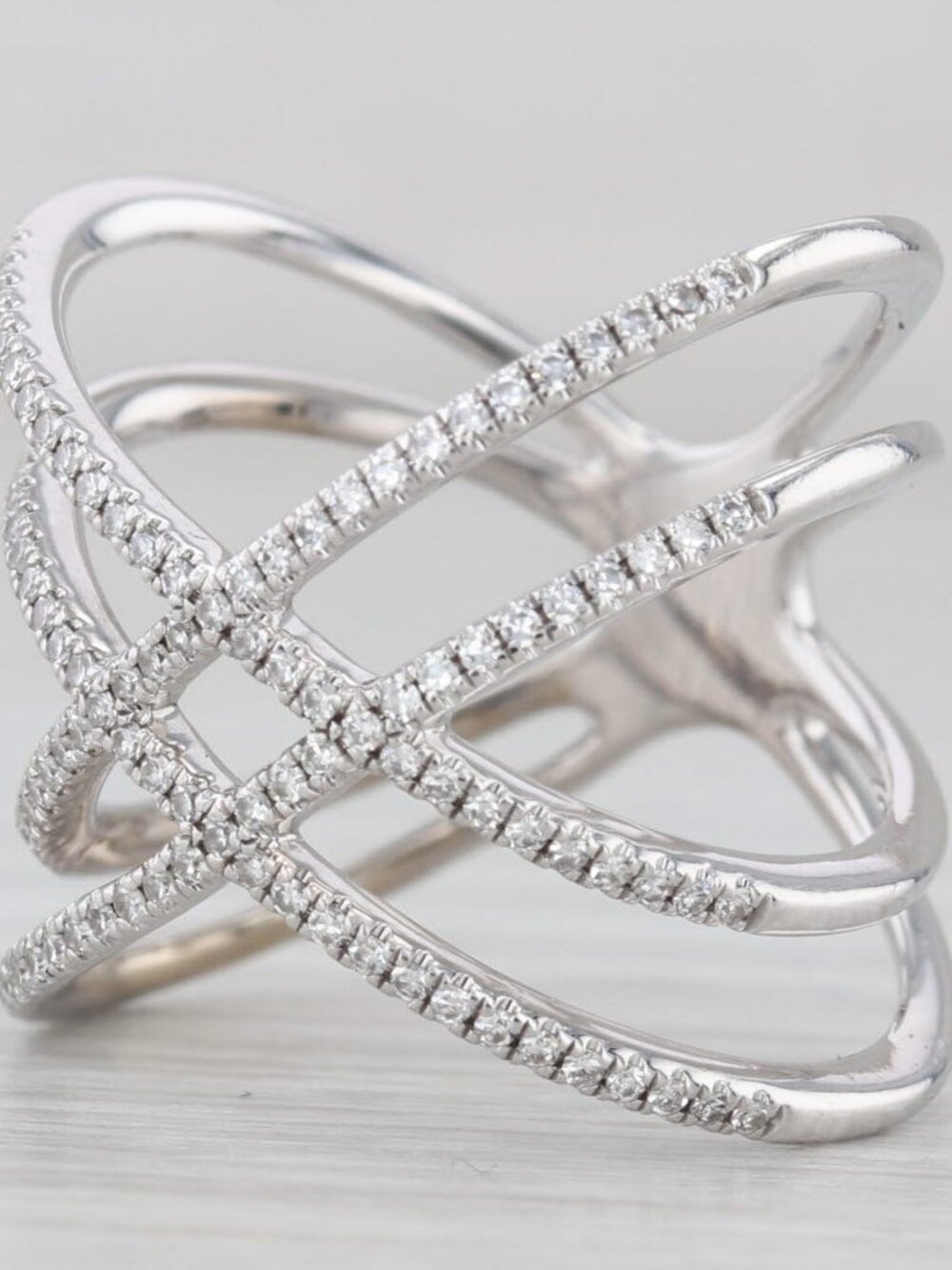 0.23ctw Diamond Multiband Overlay Ring 14k White Gold Size 6 Shy